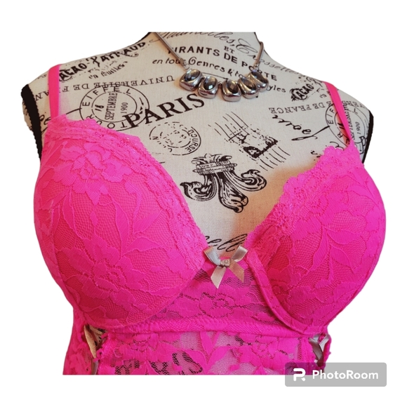 NWOT Candy Couture Hot Pink Lace Lingere - Picture 8 of 11